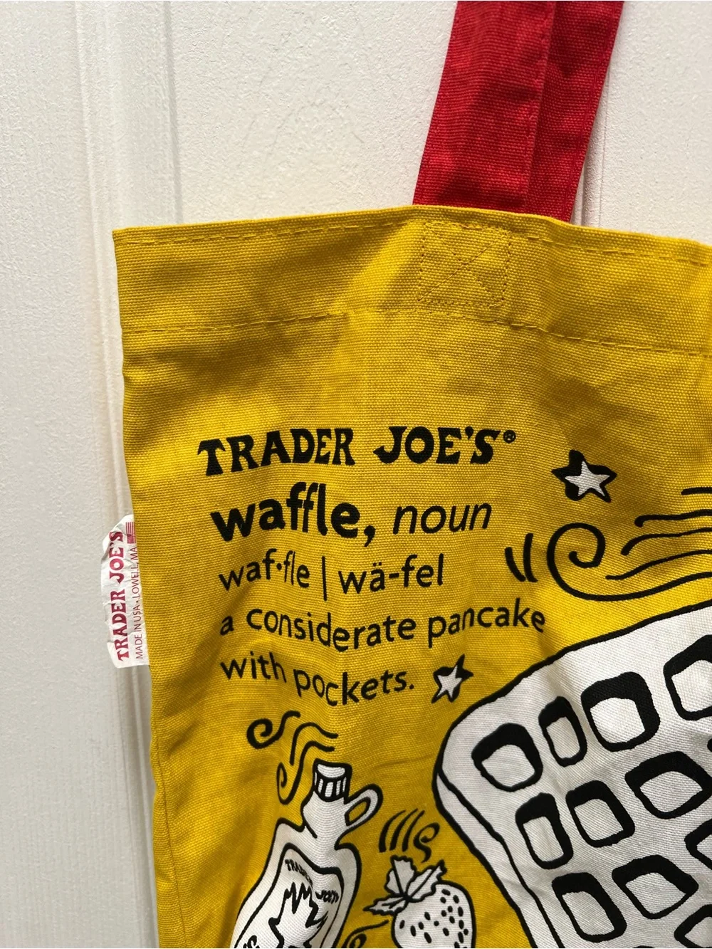 Trader Joe's Breakfast Waffle Toast Milk Jam Canvas Eco Shopping Tote Bag